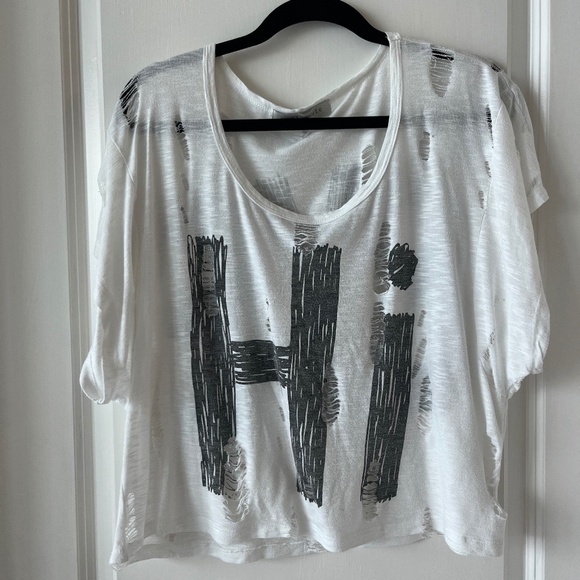 The Clas-sic Distressed "Hi / Bye" Graphic Oversized Tee - Made in USA - Picture 1 of 9